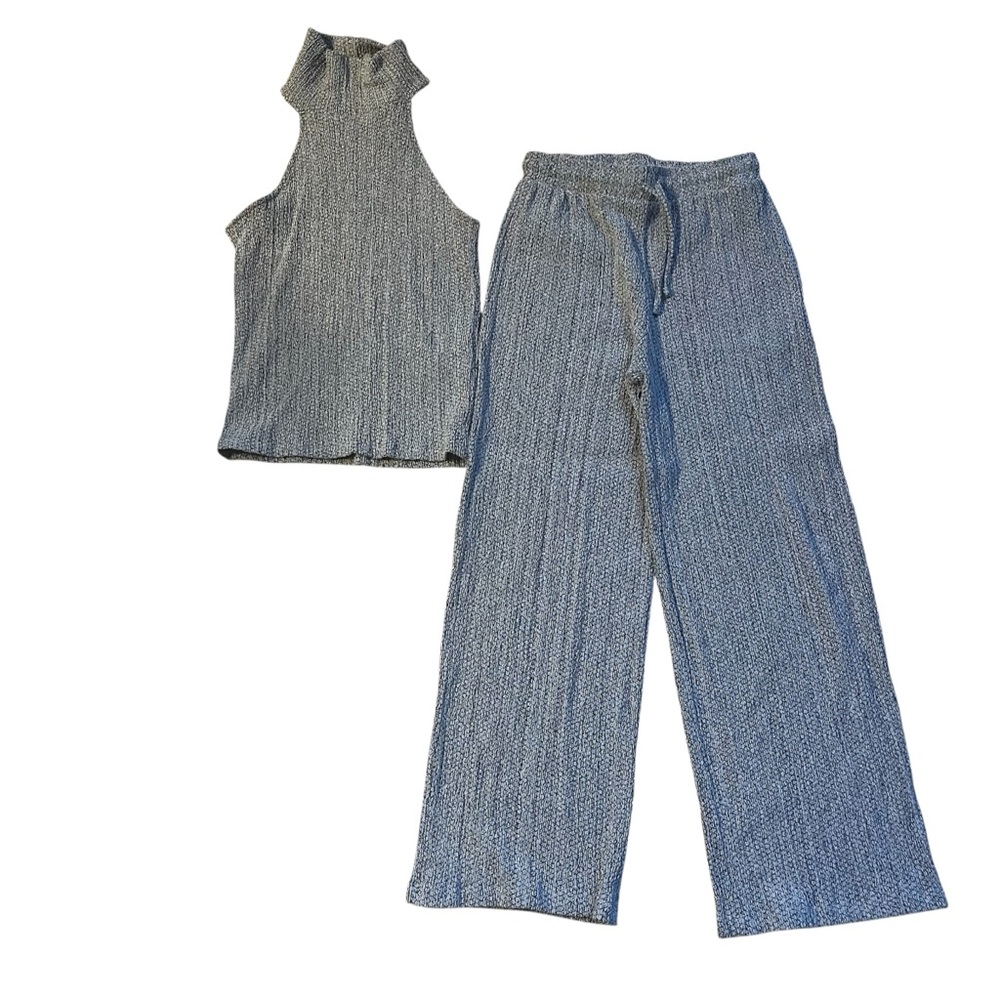Zara Grey Textured Tank Top & Pants Matching Two-Piece Outfit Set Size S / M